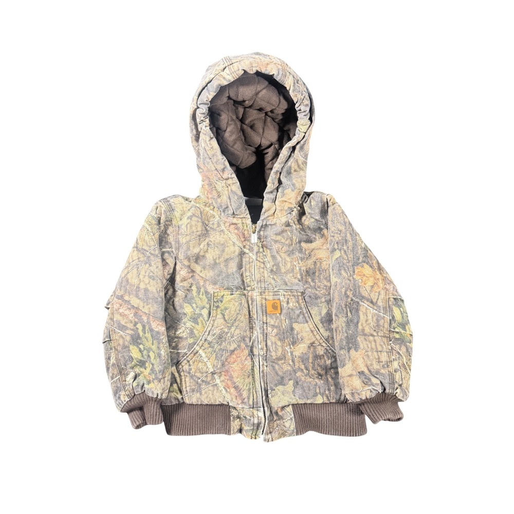 Vintage Carhartt Toddler 3T Camo Active Jacket Hooded Canvas Workwear Coat